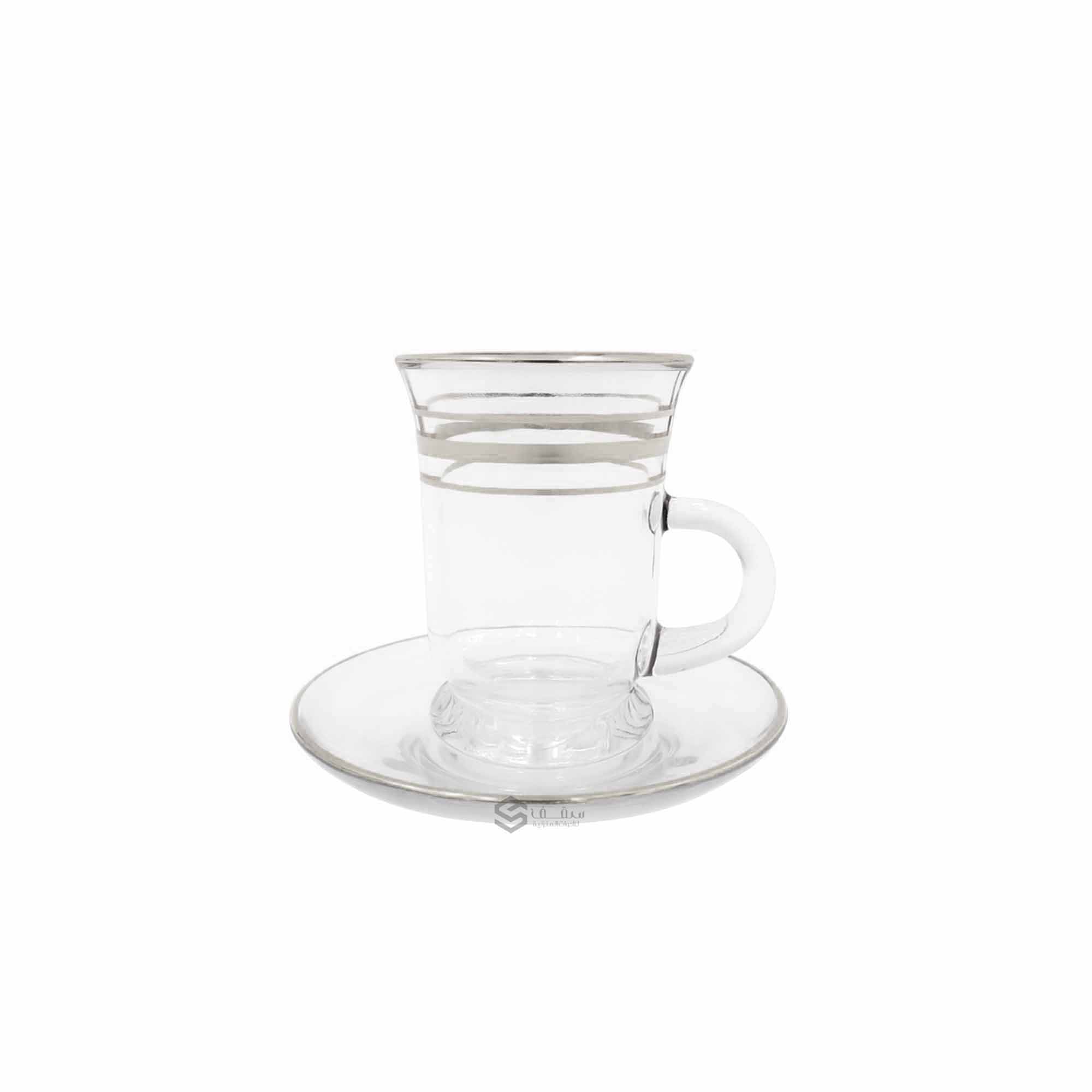 طقم بيالات بخطوط مع الصحن