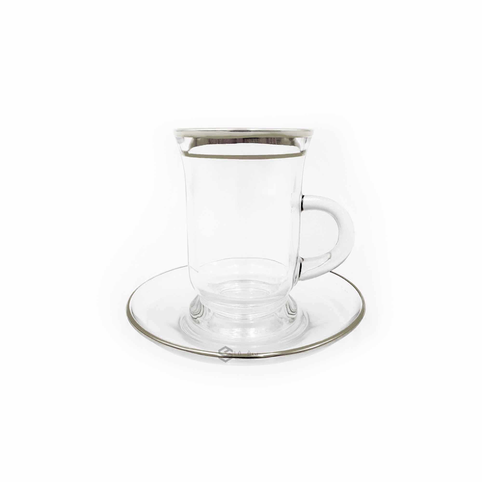 طقم بيالات بخطين مع الصحن